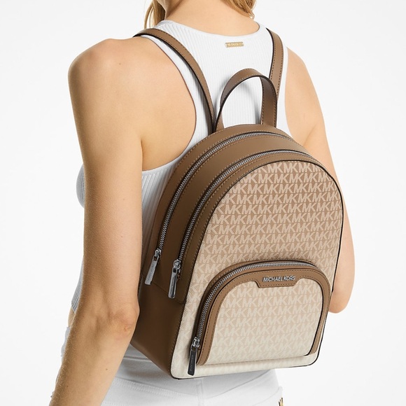Michael Kors Jaycee Medium Ombré Signature Logo Backpack Husk - Picture 1 of 9